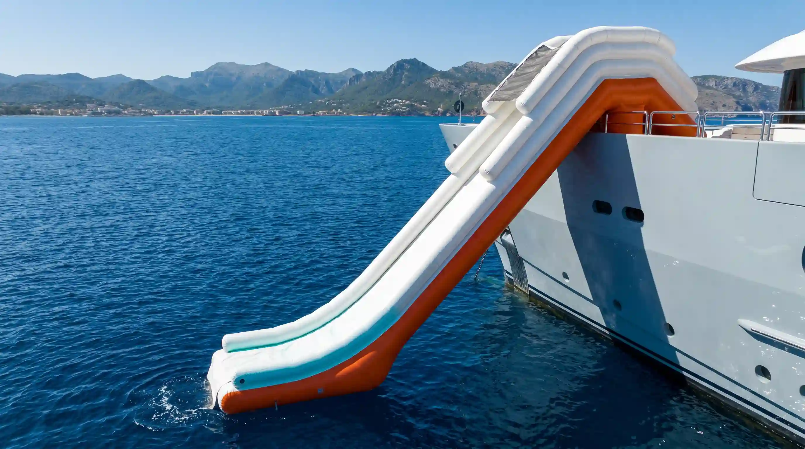 Inflatable yacht slide stern mount on superyacht — GSE Inflatables